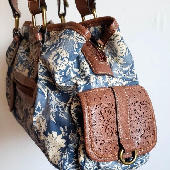 Like NEW Cargo CHAPS RALPH LAUREN Western Satchel Denim Canvas Shoulder Bag - Picture 4 of 15